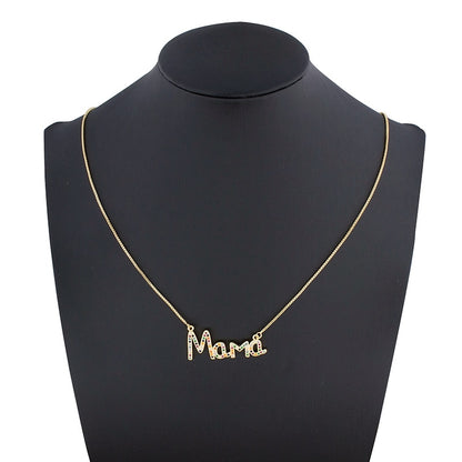 Elegant Mother Day Gift MaMa Pendant w/ Cubic Zirconia Necklace